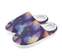 ZRWLUCKY Butterfly Black - Pantuflas de casa para hombre y mujer, con espuma viscoelástica, acogedoras, para dormitorio, Mariposa negra, 3/4 UK Men/ 4/5 UK Women Wide