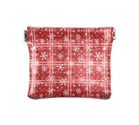 ZRWLUCKY Cartera de copos de nieve de cuero PU dibujada a mano a cuadros rojos para mujeres y niñas, compruebe los copos de nieve dibujados a mano rojos, 10.9 cm (L) x 9.74 cm (B), Compruebe el rojo