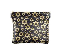 ZRWLUCKY Cartera de piel negra en forma de estrella con cierre para hombre y mujer, estrellas negras, 11 x 9 cm (largo x ancho x h), estampado de estrellas negras, 4.33" (L) x 3.74"(W) x 0.39"(H),