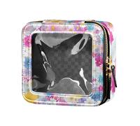 ZRWLUCKY Cottage - Bolsa de maquillaje pequeña transparente con diseño de flores azules para bolso, neceser de viaje, neceser organizador para viajes, color azul, Cottage Beautiful Flower Blue