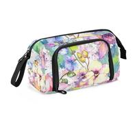 ZRWLUCKY Estuche de gran capacidad con compartimento para lápices de pie, para niños, flores silvestres, orquídeas y flores, Flor de orquídea de flores silvestres, Talla única, Caricatura