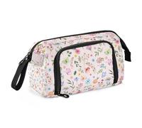 ZRWLUCKY Estuche para lápices de gran capacidad con compartimento, estuche para lápices de maquillaje para niñas, flores botánicas, animales, Flores botánicas y animales, Talla única, Caricatura