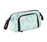 ZRWLUCKY Estuche para lápices de gran capacidad para suministros escolares de secundaria con ranura, estuche rígido para adolescentes con margaritas florales botánicas, Margarita floral botánica,