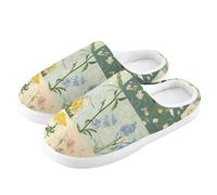 ZRWLUCKY Pantuflas de casa con patrón de primavera para hombre y mujer, con espuma viscoelástica, acogedoras, zapatos de dormitorio, Patrón de retazos primaverales, 7/8 UK Men/ 8/9 UK Women Wide