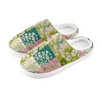 ZRWLUCKY Pantuflas de casa con patrón floral de retazos para hombre y mujer, con espuma viscoelástica, acogedoras, zapatos de dormitorio, Patrón de retazos florales, 11/12 UK Men/ 12/13.5 UK Women