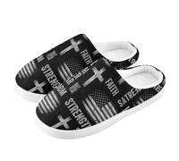 ZRWLUCKY Pantuflas de casa con patrón grunge con banderas de cruces, para hombre y mujer, con espuma viscoelástica, acogedoras, zapatos de dormitorio, Patrón grunge con banderas de cruces, 7/8 UK Men