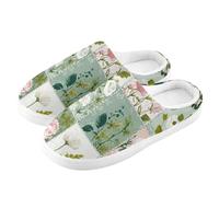 ZRWLUCKY Pantuflas de casa con varios patrones florales de retazos para hombre y mujer, con espuma viscoelástica, acogedoras, zapatos de dormitorio, Varios patrones florales de retazos, 9/10 UK Men