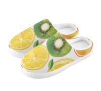 ZRWLUCKY Pantuflas de casa para hombre y mujer, con espuma viscoelástica, acogedoras, para dormitorio, color naranja y limón, multicolor, 3/4 UK Men/ 4/5 UK Women Wide