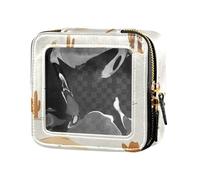 ZRWLUCKY Western Cowboy Boho Cactus Mini bolsa de maquillaje transparente con cremallera, estuche de cosméticos de viaje para volar, vaquero occidental Boho Cactus, Western Cowboy Boho Cactus