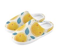 ZRWLUCKY Yelllow Lemon and Leaves - Pantuflas de casa para hombre y mujer, con espuma viscoelástica, acogedoras, para dormitorio, Limón amarillo y hojas, 3/4 UK Men/ 4/5 UK Women Wide