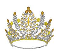 ZRxmNoTh Corona, corona de rey, tiara, coronas para mujer, corona de princesa, corona de boda ajustable para mujer, accesorios de joyería para el cabello (amarillo)