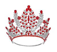 ZRxmNoTh Corona, corona de rey, tiara, coronas para mujer, corona de princesa, corona de boda ajustable para mujer, accesorios de joyería para el cabello (rojo)