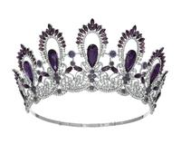 ZRxmNoTh Corona, corona de rey, tiara, coronas para mujer, corona de princesa, tiaras redondas de plumas de cristal, coronas de novia, reina real, diamantes de imitación, accesorios para el cabello de