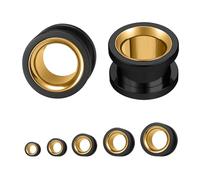 ZS 1 Par Acero Inoxidable Ear Tunnel, Flesh Tunnel Ear Gauge 6/8/10/12/14MM, Expansor Orejas Joyería Piercing Corporal Para Mujeres Hombres (Negro,1/2"(12mm))