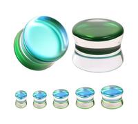 ZS 1 par de dilatadores dobles acampanados para orejas, tapones de vidrio sólido para mujeres y hombres, expansores elásticos coloridos 2G 0G 00G 1/2 pulgadas 9/16 pulgadas, 9/16"(14mm), Piedra