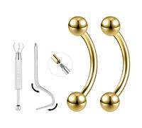 ZS 1 par de piercings rectos curvados de titanio de 16 G/18 G - Pequeños piercings para cejas, lengua, labio, pezón, rook, para mujeres y hombres, 6 mm/8 mm/10 mm/12 mm, 18g, Length:10mm, Titanio