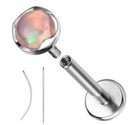 ZS 1 Pieza G23 Titanio Tragus Cartílago Piercing Helix Stud Pendientes para Mujer Hombre Piercing Oreja Labio Medusa Flatback16G (Rosa)