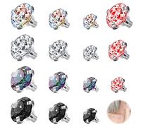 ZS 15 piercings dérmicos de acero inoxidable de 16 g, 2,5/3/4 mm, circonita cúbica, ancla dérmica, para hombres y mujeres, Cristal Diamante Gema, Circonia cúbica
