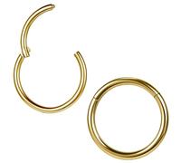 ZS 2 aretes de titanio ASTM F136 de 6/7/8/9/10/12/14 mm para cartílago, tragus, hélice, 20G, 18G, 16G, anillos de nariz, piercing para tabique y caracola, joyería, Inner diameter:6mm, Metal Acero