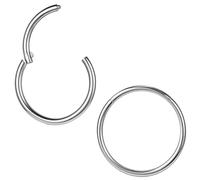 ZS 2 aretes de titanio ASTM F136 de 6/7/8/9/10/12/14 mm para cartílago, tragus, hélice, 20G, 18G, 16G, anillos de nariz, piercing para tabique y caracola, joyería, Inner diameter:9mm, Metal Acero