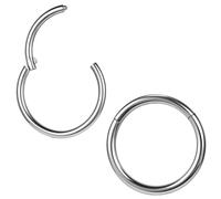 ZS 2 aretes de titanio ASTM F136 de 6/7/8/9/10/12/14 mm para cartílago, tragus, hélice, 20G, 18G, 16G, anillos de nariz, piercing para tabique y caracola, joyería, Inner diameter:12mm, Metal Acero