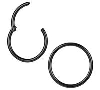 ZS 2 aretes de titanio ASTM F136 de 6/7/8/9/10/12/14 mm para cartílago, tragus, hélice, 20G, 18G, 16G, anillos de nariz, piercing para tabique y caracola, joyería, Inner diameter:6mm, Metal Acero