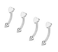 ZS 2 Pares Anillos Cejas Piercing Rook Acero Inoxidable, 16G Curvos Anillos Ombligo Piercing Ombligo, Joyería Piercing Hélice Daith Tragus Cartílago Vertical Labio (Corazón-L:8/10mm)