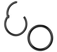 ZS 2 Piezas ASTM F136 Titanio 6/7/8/9/10/12/14mm Cartílago Tragus Hélice Pendiente Aro 20G 18G 16G Anillos De Labio Anillos De Nariz Tabique Caracola Piercings Joyería (16g, negro, 12mm)