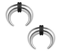 ZS 2 piezas de anillos de tabique con pinzas ahusadoras, expansor de estiramiento de herradura de búfalo para perforación de nariz, oreja y calibre de 2 g, 4 g, 6 g, 8 g, 10 g, 14 g, 16 g, 15 mm