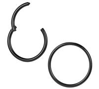 ZS 2 piezas de titanio ASTM F136 6/7/8/9/10/12/14mm de cartílago, argollas para tragus, hélice, pendientes, 20G 18G 16G, anillos para labios, nariz, tabique, piercings de concha, Inner diameter:8mm