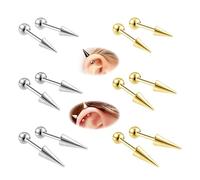 ZS 20G Spike Nariz Anillos Studs, 18G Acero Inoxidable Spike Stud Pendientes, 16G Septum Labio Anillos Cartílago Tragus Helix Piercing Para Mujeres Hombres (12Pcs 18g pendientes)