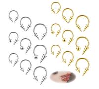 ZS 20G Spike Nariz Anillos Studs, 18G Acero Inoxidable Spike Stud Pendientes, 16G Septum Labio Anillos Cartílago Tragus Helix Piercing Para Mujeres Hombres (18Pcs 16g Septum Anillos)