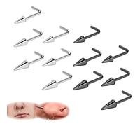 ZS 20G Spike Nariz Anillos Studs, 18G Acero Inoxidable Spike Stud Pendientes, 16G Septum Labio Anillos Cartílago Tragus Helix Piercing Para Mujeres Hombres (12Pcs 20g L-forma Nariz Stud)