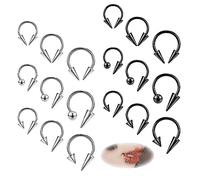 ZS 20G Spike Nariz Anillos Studs, 18G Acero Inoxidable Spike Stud Pendientes, 16G Septum Labio Anillos Cartílago Tragus Helix Piercing Para Mujeres Hombres (18Pcs 16g Septum Anillos)
