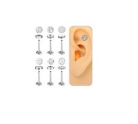 ZS 6 aretes de rosca interna de acero inoxidable para cartílago tragus, hélice, caracola, cartílago, 16G, Medusa, Labret Labret Labret Monroe, joyería de 6 mm, 8 mm, L:6mm, Acero inoxidable