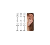 ZS 6 aretes de rosca interna de acero inoxidable para cartílago tragus, hélice, caracola, cartílago, 16G, Medusa, Labret, Labret Monroe, joyería de 6 mm, 8 mm, L:8mm, Acero inoxidable