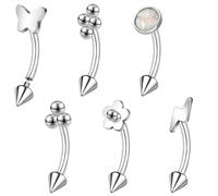 ZS 6 Piezas Acero Inoxidable Anillos Cejas, 16G Spike Piercing Labret Anillos De Ombligo Pircing Ombligo Curvo Piercing Cartilago Tragus Helix Daith Para Mujeres Hombres (Plata,L:10mm)