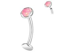 ZS ASTM F136 Anillo para Ombligo de Titanio, Joyería para Ombligo con Piedras de Ópalo 14G, Barra Larga para Ombligo con Rosca Interna 6/8/10/12/14MM, Perno de Barra para Ombligo con Parte Trasera