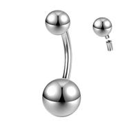 ZS ASTM F136 - Piercing de ombligo de titanio sólido de 14 G, circonita cúbica de 14 g, piercing de ombligo con rosca interna, barra larga, joyería para mujer, L:10mm, Metal, No es una piedra preciosa