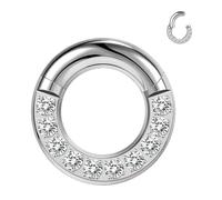 ZS Circonita Hinged Segmento Segmento Anillo Clicker Piercing Aros De Nariz Septum Anillo Para Hombre Mujer (8G,ID:10mm)