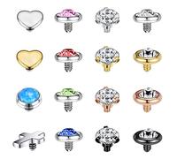 ZS Joyería de perforación dooxi de acero inoxidable de 16 G con diamantes de anclaje dálmico de la piel, joyería de perforación microdérmica para hombres y mujeres, 16G (1,2 mm), 2,5 mm - 4 mm, Acero