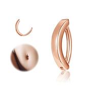 ZS Piercing para ombligo de plata de ley 925, 14 G, para ombligo, diseño de ombligo, color oro rosa, curvado, con forma inversa, Plata de ley, otro