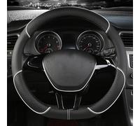 ZSCar - Funda para volante para Hyundai Tucson - SUV 2015-2020, piel de fibra de carbono, ultrafina, absorbe el sudor, cómoda banda elástica sin (negro y blanco, O)