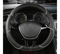 ZSCar - Funda para volante para Hyundai Tucson - SUV 2015-2020, piel de fibra de carbono, ultrafina, absorbe el sudor, cómoda banda elástica sin (negro beige, O)