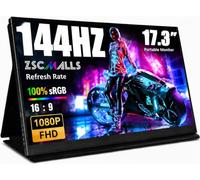 ZSCMALLS - Monitor portátil de 17.3 pulgadas, 144 Hz, 1080p, FHD, USB-C HDMI, HDR IPS, extensor de pantalla para laptop, con cubierta inteligente/bocina para laptop, Mac, teléfono, PS3 4/5, Xbox,