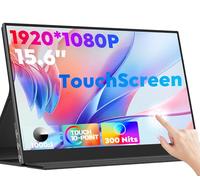 ZSCMALLS Monitor portátil táctil de 15.6 pulgadas 1080P 60HZ para portátil, visualización táctil 1920P × 1080P con HDR, 100% sRGB 1000:1, ultra delgado y cuidado de los ojos, monitor de viaje externo