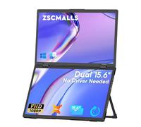 ZSCMALLS - Monitores duales de 15.6 (Wins/Mac), plegable, apilado, portátil, pantalla extendida de viaje USB C con monitor portátil triple VESA para computadora portátil