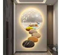 ZSCNYHMT Cuadro De Pared Led 3D, Arte De Pared Iluminado 3D con Led, Mural con Montaña Y Ciervo For Sala De Estar, For Hogar, Restaurante Y Hotel(Orange,23.6 * 41.3in)