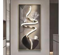 ZSCNYHMT Cuadro Decorativo De Pared LED 3D, Arte Abstracto Texturizado En Blanco Y Negro, Decoración Artística Tridimensional con Luces LED, para Sala De Estar(Gold Frame A,35.4 * 70.9in)