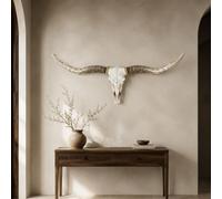 ZSCNYHMT Decoración de Pared cráneo Longhorn, Escultura de Cuernos de Toro Falsos Estilo Western Cowboy, Arte en Resina Hecho a Mano para salón, Bar, Granja